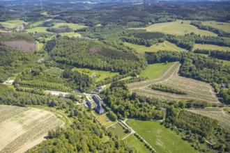Aerial view, Neuenhof Castle, castle garden, Elspetal, Lüdenscheid, Märkischer Kreis, Sauerland,