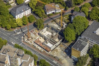 Aerial view, construction site of the new music school Lüdenscheid, Lüdenscheid, Märkischer Kreis,
