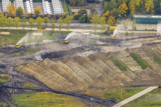 Aerial photo, thousands of spectators watched with great interest as the Gersteinwerk chimney was