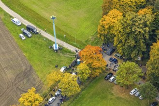 Aerial photo, thousands of spectators watched with great interest as the Gersteinwerk chimney was