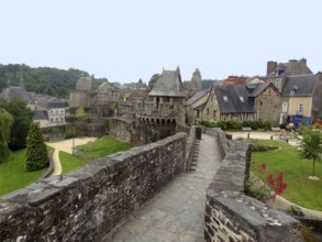 City view of Fougeres, a historic town in Brittany, France