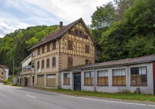 Old train station at Berlichingen in southern Germany