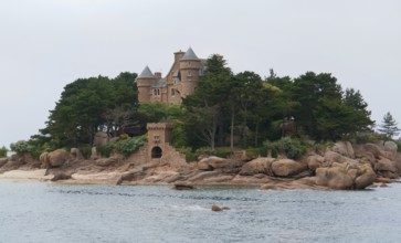 Idyllic castle near Perros-Guirec at the Pink Granite Coast in Brittany, France