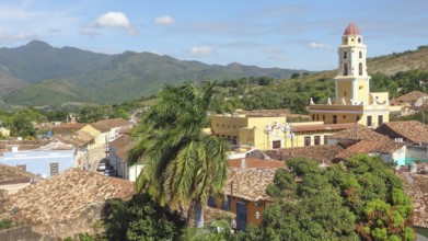 City view of Trinidad, a town in Cuba in sunny ambiance