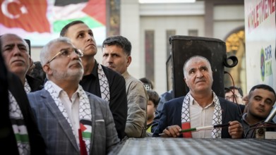 Gaziantep, Türkiye – October 11, 2025: Turkish officials participate in a large rally supporting