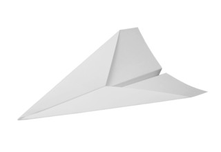 Studio photography of a paper plane isolated on white with clipping path