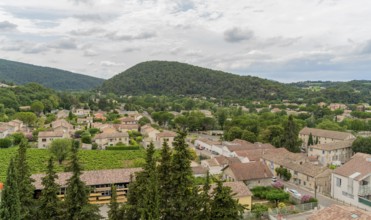 Aerial scenery around Vaison-la-Romaine, a town in the Vaucluse department in the Provence region