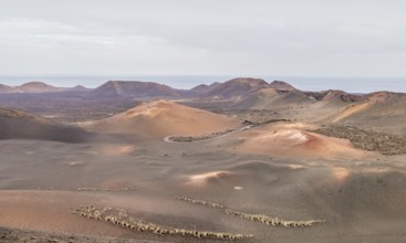 Impression at the Timanfaya National Park in Lanzarote, part of the Canary Islands in Spain