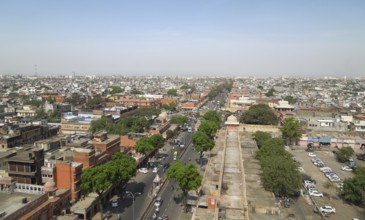 Aerial view of Jaipur, a city in Rajasthan India