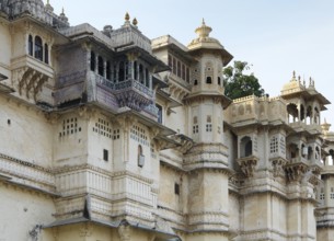 Detail of the City Palace in Udaipur, a city located in Rajasthan, India
