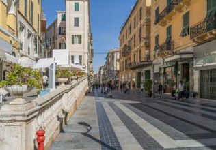 Shopping street in Sanremo, a city and comune on the mediterranean coast of Liguria in northwestern