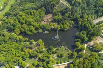 Aerial view, Haus im See, Restaurant Schweizer Häuschen, Biotopwildpark Anholter Schweiz,