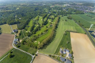 Aerial view, golf course, Golfclub moated castle Anholt e.V. Gut Schlüsen Vehlingen, Isselburg,