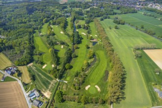 Aerial view, golf course, Golfclub moated castle Anholt e.V. Gut Schlüsen Vehlingen, Isselburg,