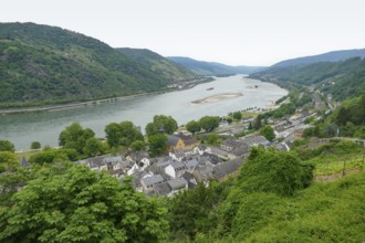 Aerial view of Bacharach at the Middle Rhine area in Germany