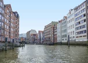 Scenery around a canal named Nikolaifleet in Hamburg, Germany