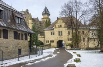 Scenery around Neuenstein Castle in Hohenlohe at winter time