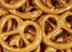 Full frame macro shot of some lye pretzels