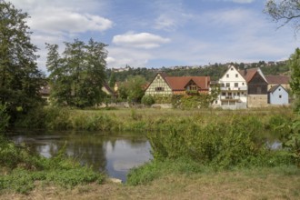 Village named B?chlingen in Hohenlohe, a area in Southern Germany at summer time