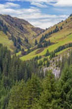 Idyllic scenery around river Lech at the state Vorarlberg in Austria at late summer time