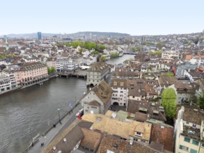 High angle view of Zurich, the largest city in Switzerland