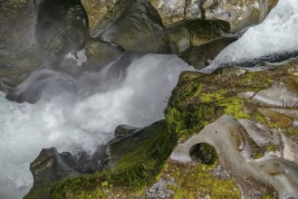 Natural scenery around the Chasm Falls at Cleddau River at the South Island of New Zealand
