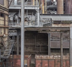 Weathered rusty industrial scenery with old corroded steel plates girders