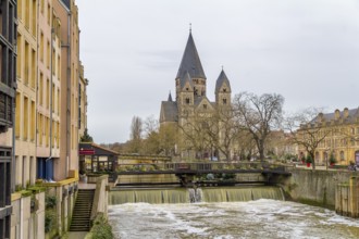 Scenery around the Temple Neuf, a protestant church in Metz located in France