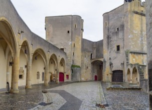 Scenery inside the bridge castle and city gate named Germans Gate in Metz, a city in the Lorraine