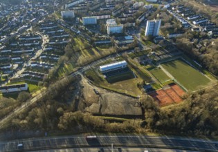 Aerial view, district sports centre Emst, BAustelle, Emst, Hagen, Ruhr area, North