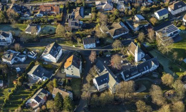 Aerial view, local view Holthausen, Evang. Gnadenkirche, Holthausen, Hagen, Ruhr area, North