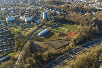 Aerial view, district sports facility Emst, Emst, Hagen, Ruhr area, North Rhine-Westphalia,
