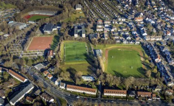 Aerial view, residential area Altenhagen, Stadionstraße, sports park Ischeland, Ischelandstadion,
