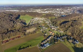 Aerial view, local view Holthausen, Evang. Gnadenkirche, Holthausen, Hagen, Ruhr area, North