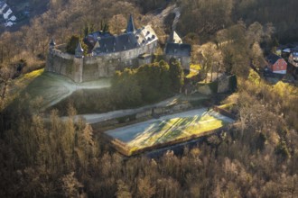 Aerial view, Hohenlimburg Castle, Hagen, Ruhr area, North Rhine-Westphalia, Germany, Alter