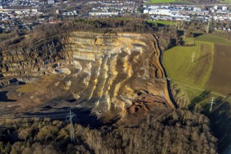 Aerial view, Steltenberg landscape conservation area, Hohenlimburg quarry, Hagen, Ruhr area, North