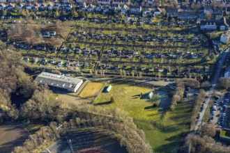 Aerial view, allotment garden association Ischeland, riding club Hagen, Hagen, Ruhr area, North