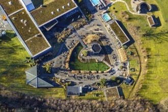 Aerial view, Westfalenbad, sauna area, Stadionstraße, Altenhagen, Hagen, Ruhr area, North