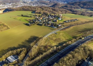 Aerial view, district Haßley and new development area, Hagen, Ruhr area, North Rhine-Westphalia,