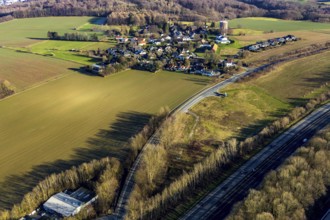 Aerial view, district Haßley and new development area, Hagen, Ruhr area, North Rhine-Westphalia,