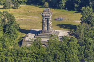 Aerial view, Bismarck Tower, Wehringhausen, Hagen, Ruhr area, North Rhine-Westphalia, Germany, DE,