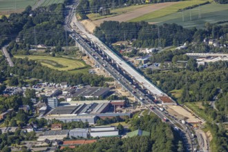 Aerial view, new construction of the Lennetal bridge A45, Berchum, Sauerland line, motorway bridge,
