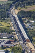 Aerial view, new construction of the Lennetal bridge A45, Berchum, Sauerland line, motorway bridge,
