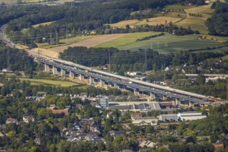 Aerial view, new construction of the Lenne valley bridge A45, Berchum, Hagen, Ruhr area, North