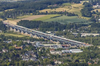 Aerial view, new construction of the Lenne valley bridge A45, Berchum, Hagen, Ruhr area, North