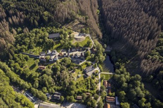 Aerial view, open-air museum Hagen, LWL, Hagen, Ruhr area, North Rhine-Westphalia, Germany, DE,