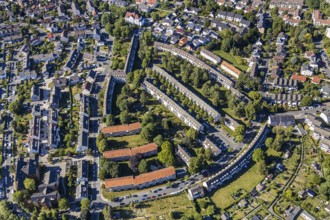 Aerial view, terraced houses residential area Elsässer Straße, Straßburger Straße, Eilpe, Hagen,