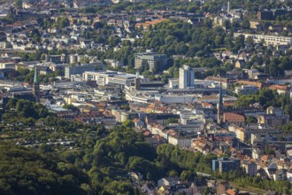 Aerial view, city centre view, Johanniskirche, St. Marien Kirche, Mittelstadt, Hagen, Ruhr area,