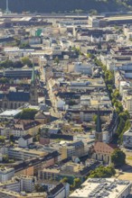 Aerial view, city centre view, Johanniskirche, St. Marien Kirche, Mittelstadt, Hagen, Ruhr area,