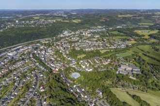 Aerial view, local view Eilpe, comprehensive school Eilpe Hagen, Otto-Densch-Halle, Hagen, Ruhr